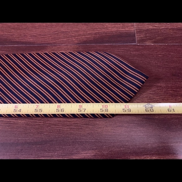 🌿SALE🌿BARONI Milano Silk Black Orange Striped Necktie - Picture 10 of 10